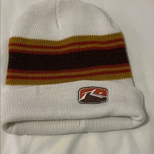 Rusty Striped Beanie - White, Brown, Yellow